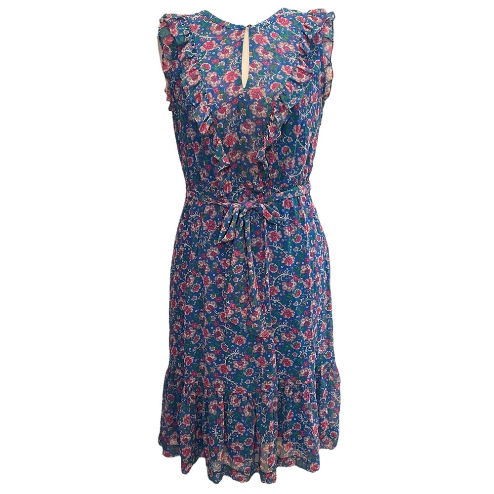 Boden Elise Blue Floral Midi Dress with Pink Flowers 8
